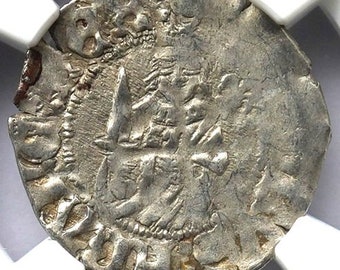 1483-1498 AD Middeleeuws Frankrijk onder Charles VIII Crusader Knights Cross Silver Authenticated Coin, Rare Historic Artifact Coins