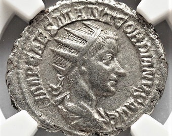 238-244 d.C. Roma Imperiale Antica, Imperatore Gordiano III Autenticato Argento Antico Moneta Romana, Regali regalo per uomini Rare Monete Autentiche
