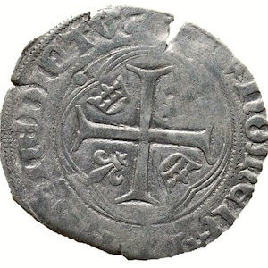 1422-1498 Medieval France Crusader Knights Templar Cross Antique Silver French Coin of the Middle Ages, Gifts for Men Rare Authentic Coins