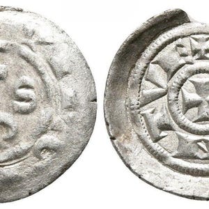 1200-1350 AD Medieval Italy Crusader Knights Cross Antique Silver Italian Coin of the Middle Ages, Gifts Rare Artifact Collectible Coins