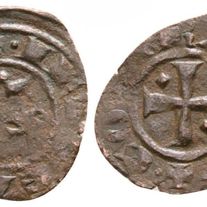 1250-1254 AD Kingdom of Naples and Sicily Medieval Antique Copper Italian Coin of the Middle Ages, Gifts Rare Artifact Collectible Coins