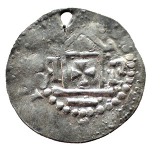 1021-1031 AD Medieval Germany Antique Authentic Silver Coin of the Middle Ages, Holed, Gift Gifts for Men Rare Coins