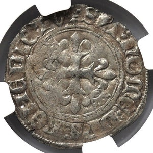 1380-1422 AD Medieval France under Charles VI Crusader Knights Cross Silver Authenticated Coin, Rare Historic Artifact Coins