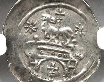 1050-1250 AD Mittelalter Deutschland Lamm Echte Antike Silber Deutsche Münze des Mittelalters, Seltene Europäische Echte Münzen Europas