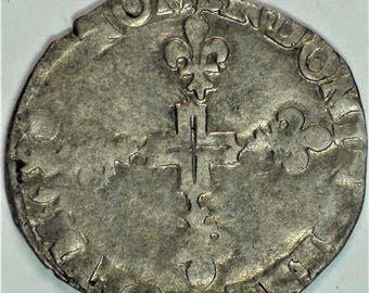 1500 AD Frankrijk, kruis, middeleeuws Europa oude antieke Franse zilveren munt, zeldzame munten, cadeau, cadeaus voor mannen, authentiek origineel