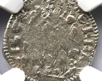1334-1350 n.Chr. Middeleeuwse Italiaanse zilveren Italiaanse munt uit de middeleeuwen, geauthenticeerd en gecertificeerd, geschenken zeldzame historische artefactmunten