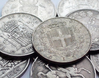 1800'S Authentic Huge European Crown, Antique Silver Coin, Historic Coins