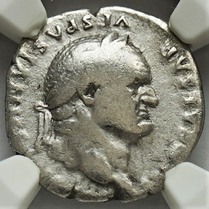 69-79 AD Ancient Roman Empire under Emperor Vespasian Antique Rome Roman Silver Denarius Authenticated Coin, Gift Gifts for Men Rare Coins