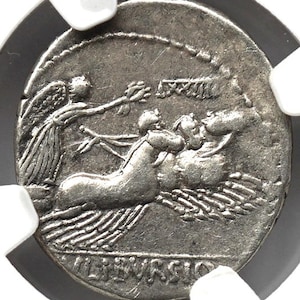 85 BC Ancient Rome Roman Republic Chariot Denarius Antique Silver Authenticated Coin, Gift Gifts Rare Historic Artifact Coins