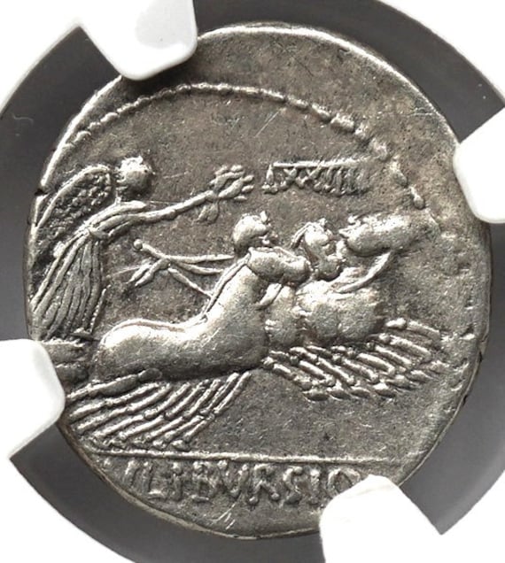85 BC Ancient Rome Roman Republic Chariot Denarius Antique Silver