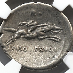 90 BC Ancient Rome Roman Republic Denarius Antique Silver Authenticated Coin, Gift Gifts Rare Historic Coins