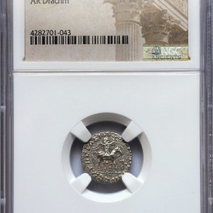 After 58 BC Ancient Indo-Scythians King on horse Drachm Antique Silver Coin, Authenticated and Certified, Gift Gifts for Men Rare Coins