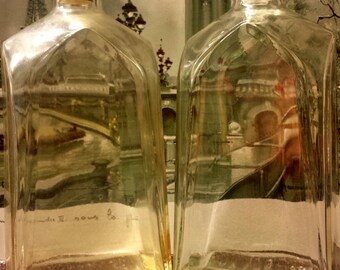Vintage Glass Bottles - Decanter with Stopper - BALL - Set of 2 - Empty Whiskey Bottles - Not for Reuse