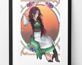 Enchanting Digital Fantasy Maid Illustration - Instant Download