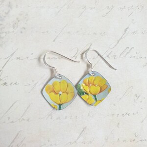 Vintage Buttercup Earrings: 1960s Biscuit Tin, Sterling Silver
