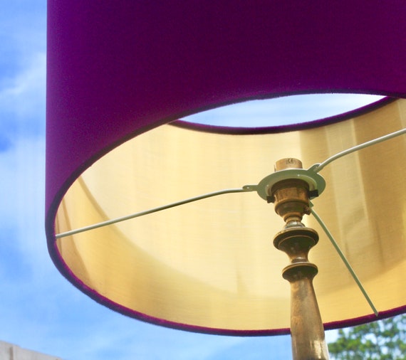 Ultra Violet Purple Velvet Lampshade With Brushed Gold Singapore Ultra Violet Purple Velvet Lampshade, Can You Line A Lampshade