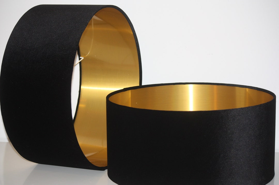 Black Velvet Lampshade With Brushed Gold Lining Etsy UK