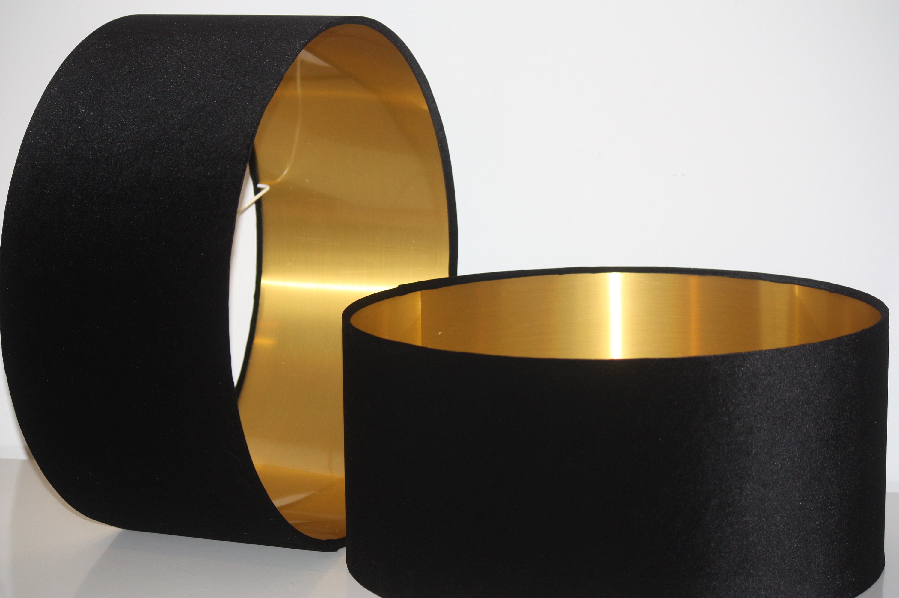 Cotton Fabric BLACK Verve Design SMALL DUSK LAMP SHADE 200x150x200mm Round Drum 