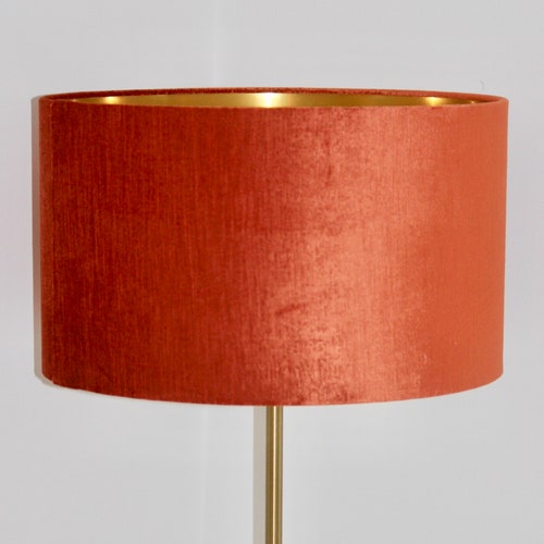 Burnt Orange Velvet Drum Lampshade With Brushed Gold Copper New Zealand Burnt Orange Velvet Drum Lampshade With, Emerald Green Lamp Shade Dunelm