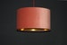 Dusky pink velvet  drum lampshade with brushed gold, copper or brushed silver 