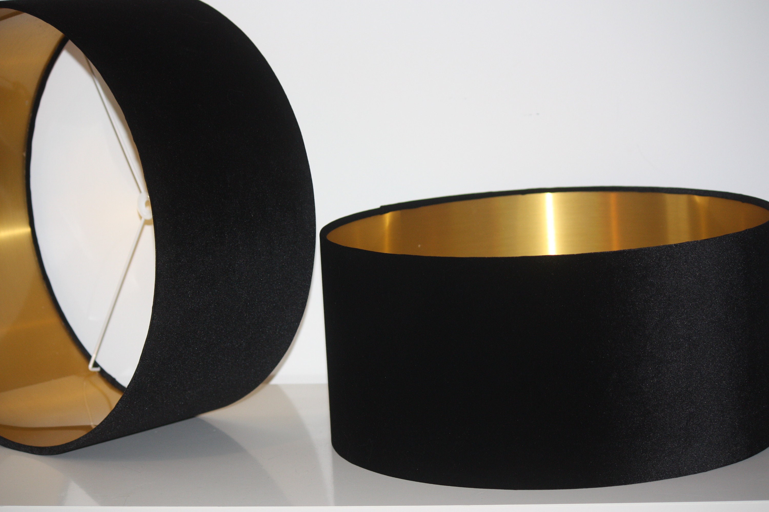 Black Velvet Lampshade With Brushed Gold Lining Etsy UK