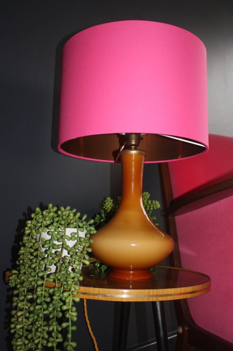 Lampshade Bright Pink Velvet Brushed Copper Lightshade Metallic Fuchsia