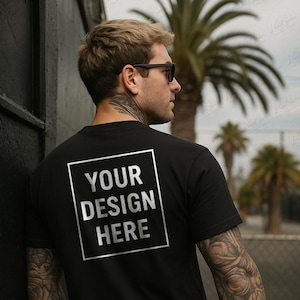 Man&#39;s Black Bella Canvas 3001 Mockup, Black Bella Canvas T-Shirt, Male T-shirt Mockup, 3001 Bella Canvas, Shirt Model T-Shirt Mockup BLK26