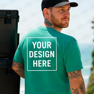 Bella Canvas 3001 Kelly Tshirt Mockup | 3001 Green T-shirt Mockup |  Kelly Green Bella Canvas Shirt GRN1