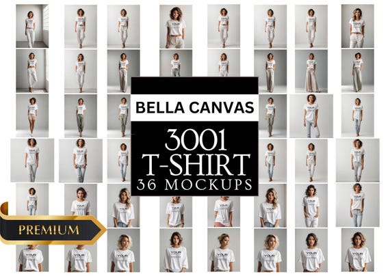 Bella Canvas 3001 T-Shirt Mockup Bundle: Female Shirt (Digital Download)