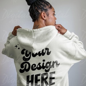 GILDAN 18500 Hooded Sweatshirt Mockup Plain Beige Hoodie Mockup | Back Mockup, Gildan Mockup | Hoodie Mock Up