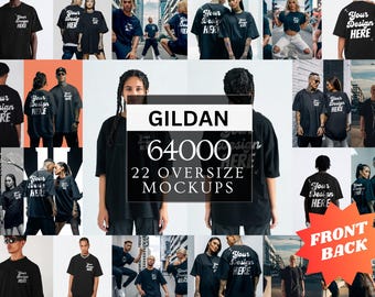 Gildan 64000 Mockup Bundle, Gildan 18500 New Shop Essentials Collection, Oversized Tee Mock-up, Trendy Checkered Mock, New Shop Bundle