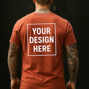 Bella Canvas 3001 Autumn Shirt Mockup | BC 3001 Dark Orange T-shirt Mockup | Real Model Mock |  Tshirt Mockup ORG7