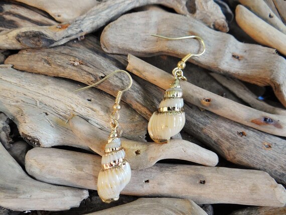 Conch Trumpet I'm Really A Mermaid Genuine Natural Seashell Shell Sea Gold Plated Earring Earrings Ear Hooks Dangles Im Drop Festival Boho