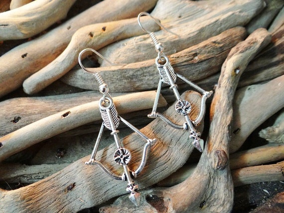 Bow & Arrow Bows and Arrows Artemis Diana Hunting Earring Earrings Ear Ring Rings Drops Drop Dangle Dangles Pagan Wiccan Wicca Witch Magick