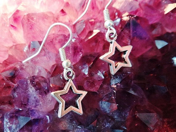 Star Lucky Wish Moon Astrology Earring Earrings Drops Drop Dangle Dangles Pagan Wiccan Wicca Spiritual Protection Witch Witchcraft Magick