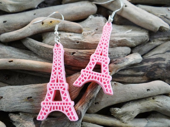 Pastel Pink Eiffel Tower Earrings Kawaii France Paris French Ooh La La