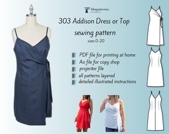 Addison Side Tie Dress Pattern-Womens PDF dress sewing pattern-projector file pattern