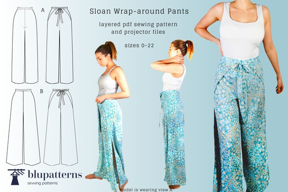 Sloan Wrap Pants PDF Sewing Pattern Wide Leg Wrap Around Tie Pants
