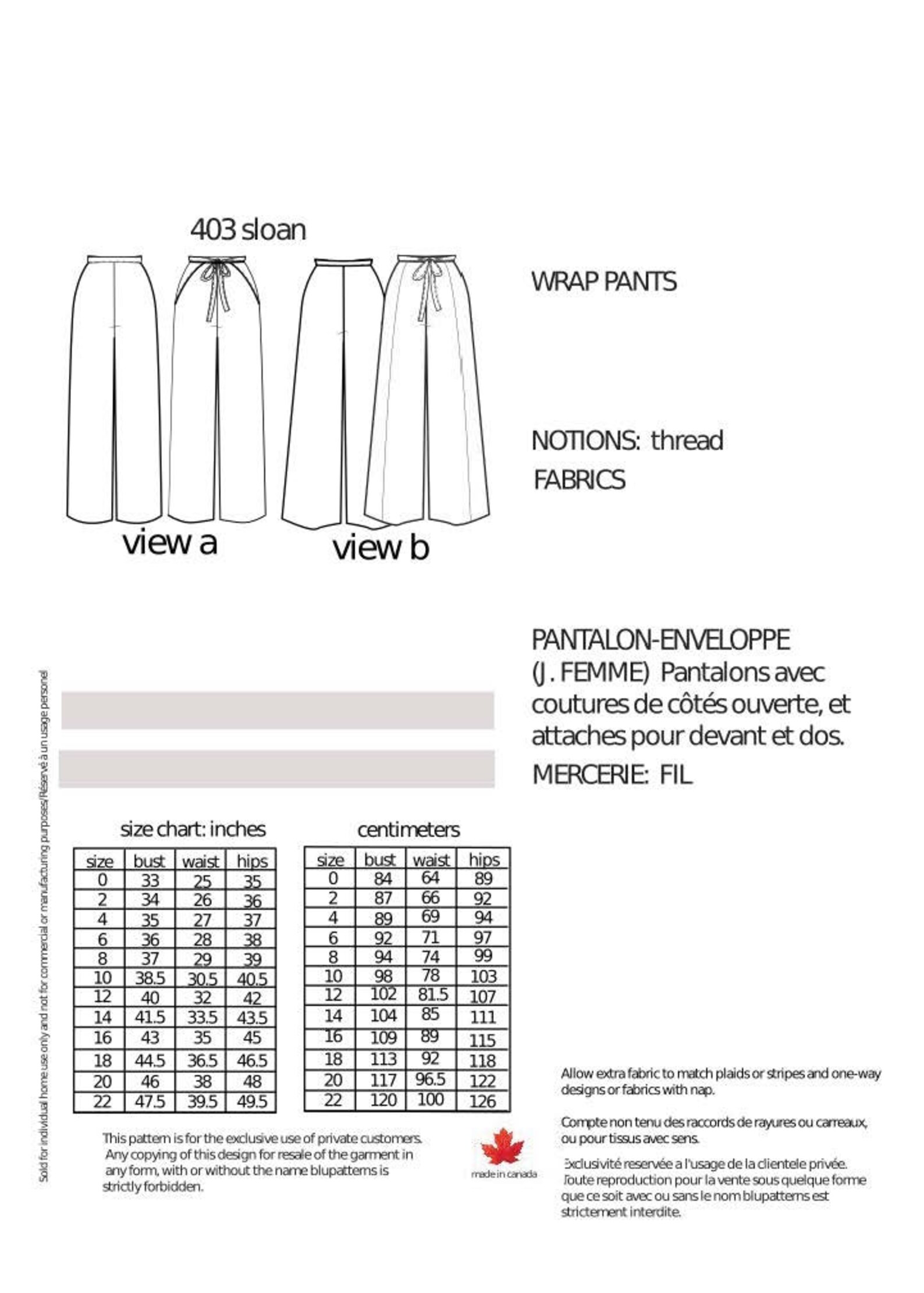 Sloan Wrap Pants PDF Sewing Pattern Wide Leg Wrap Around Tie - Etsy