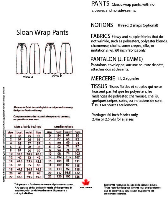 Sloan Wrap Pants PDF Sewing Pattern - Wide Leg Wrap Around Tie