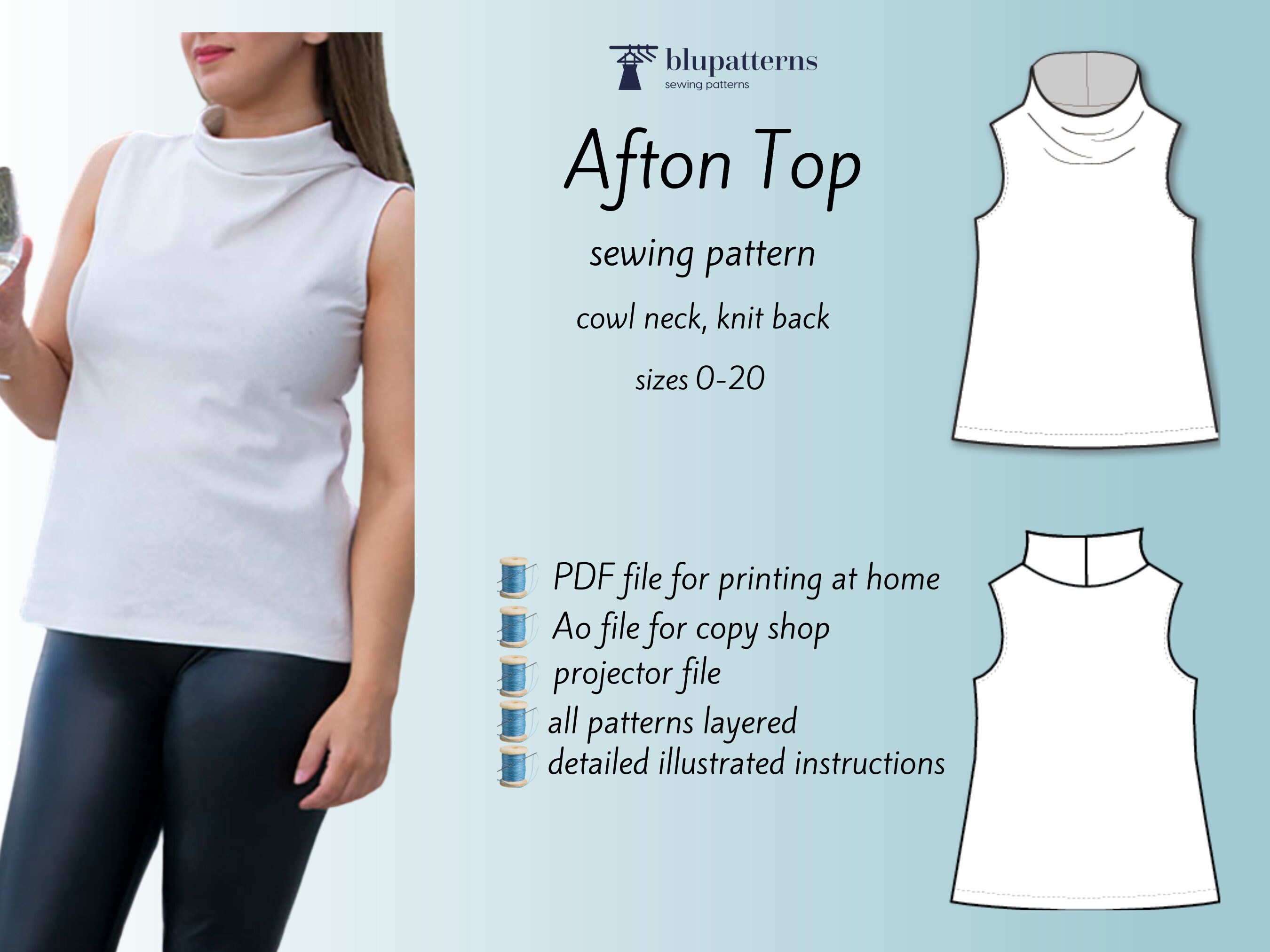 Afton Cowl Neck Top Womens Sewing Pattern-pdf Pattern Afton Cowl Neck Top Womens Sewing Pattern-pdf Pattern