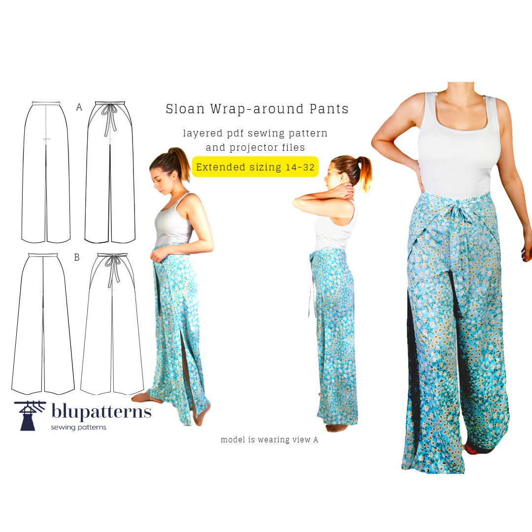 Sloan Wrap Pants PDF Sewing Pattern Wide Leg Wrap Around Tie Pants ...