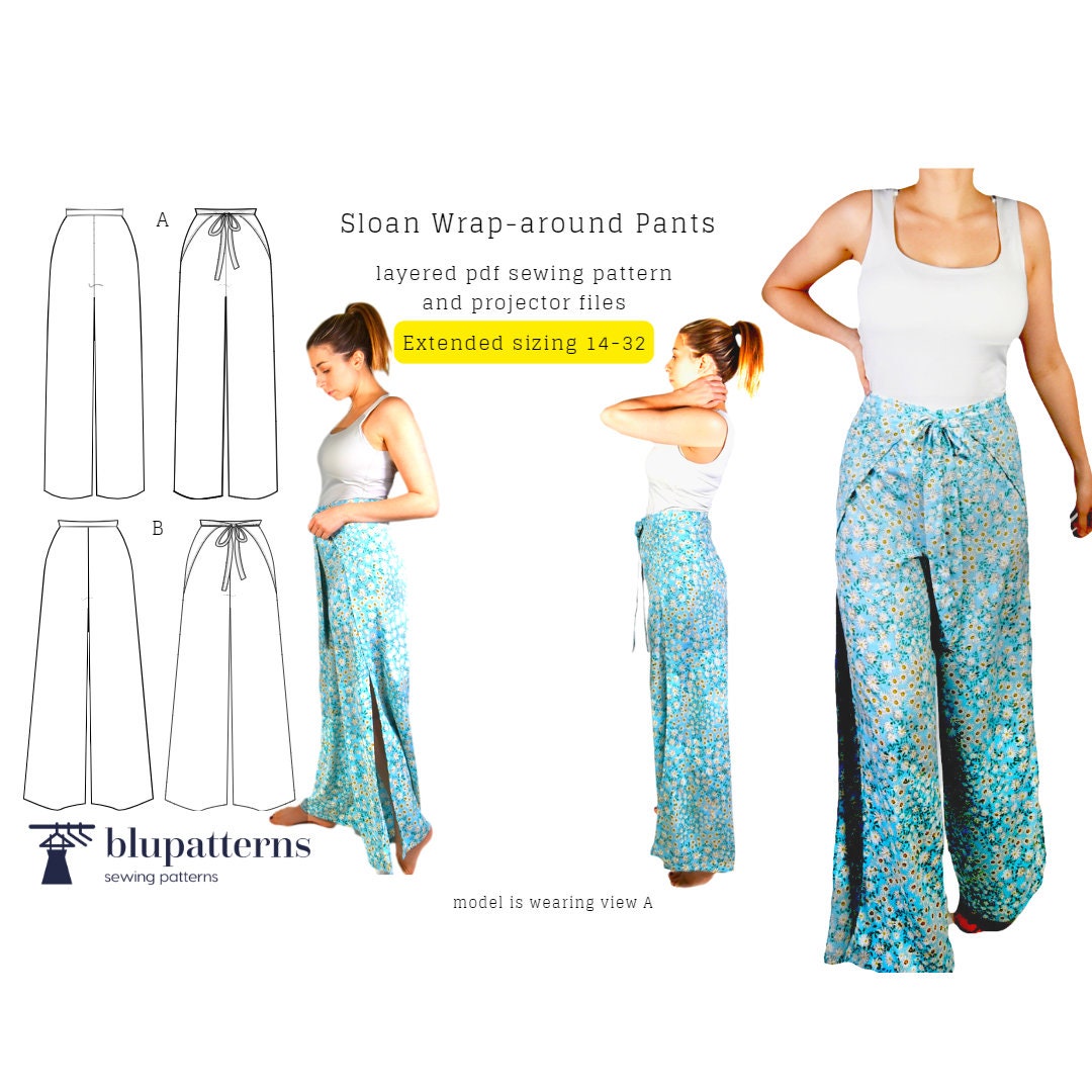 Sloan Wrap Pants PDF Sewing Pattern Wide Leg Wrap Around Tie - Etsy