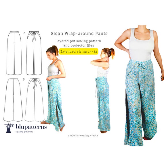 Blue striped frill crop top and wrap around palazzo  set of two by Pooja  Zaveri  The Secret Label