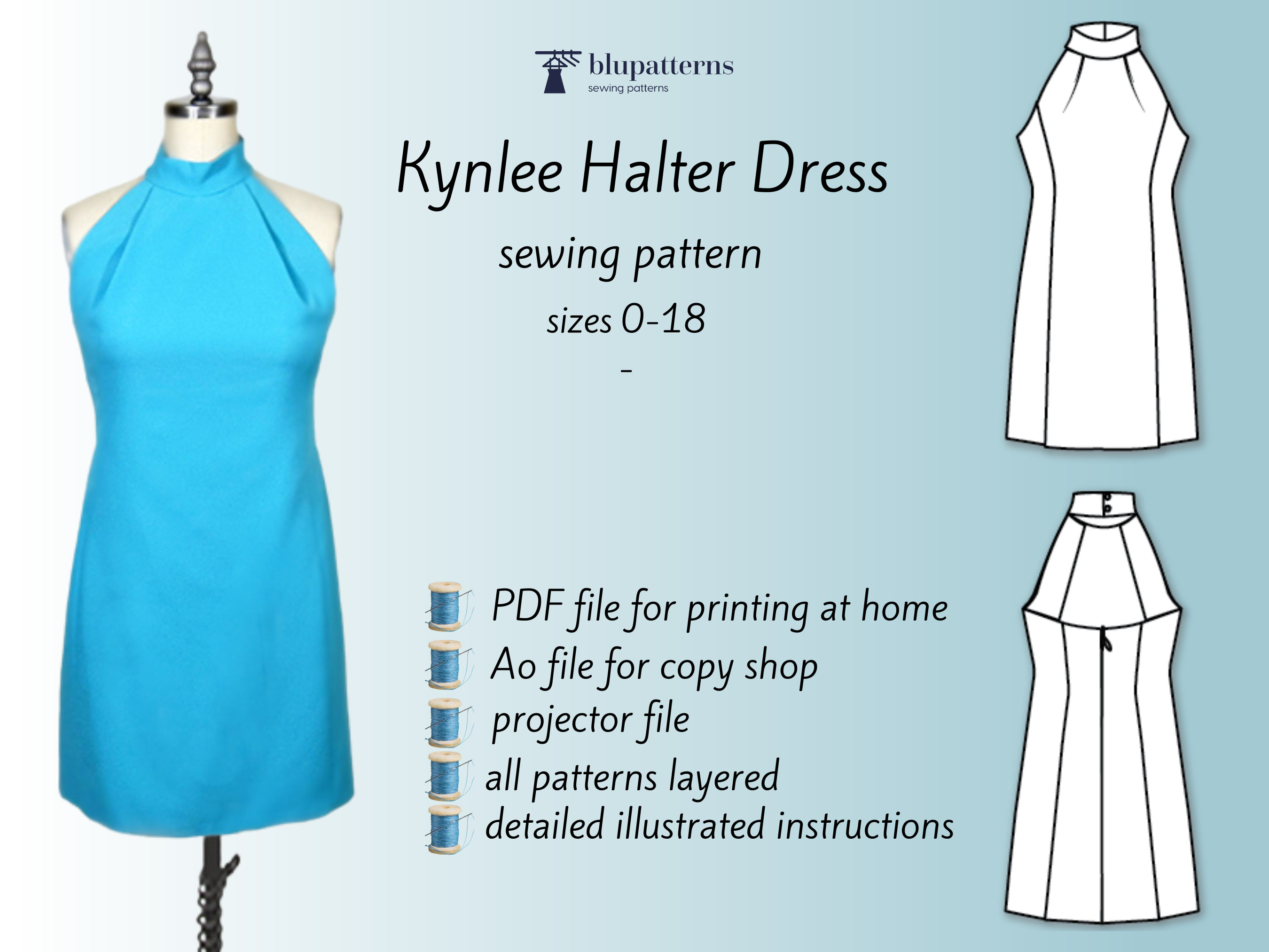 Kynlee Halter Dress Sewing Pattern-womens Dress PDF Pattern