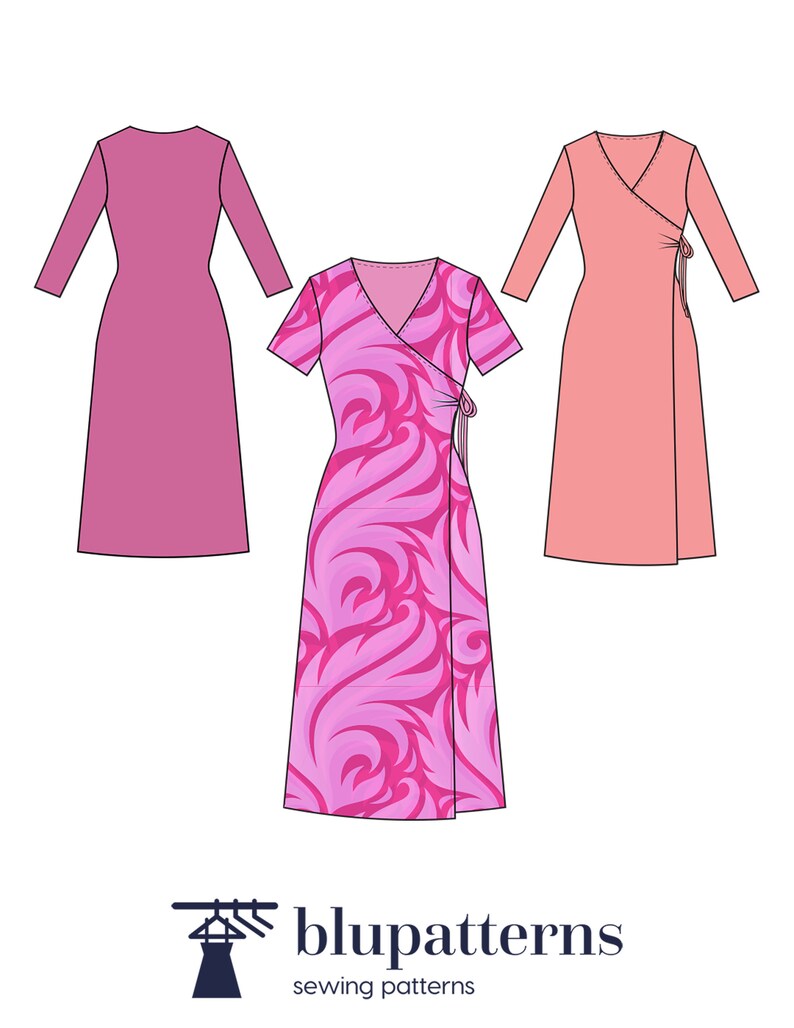 Lyanna Ladies Wraparound Dress Sewing Patternpdf Dress Etsy