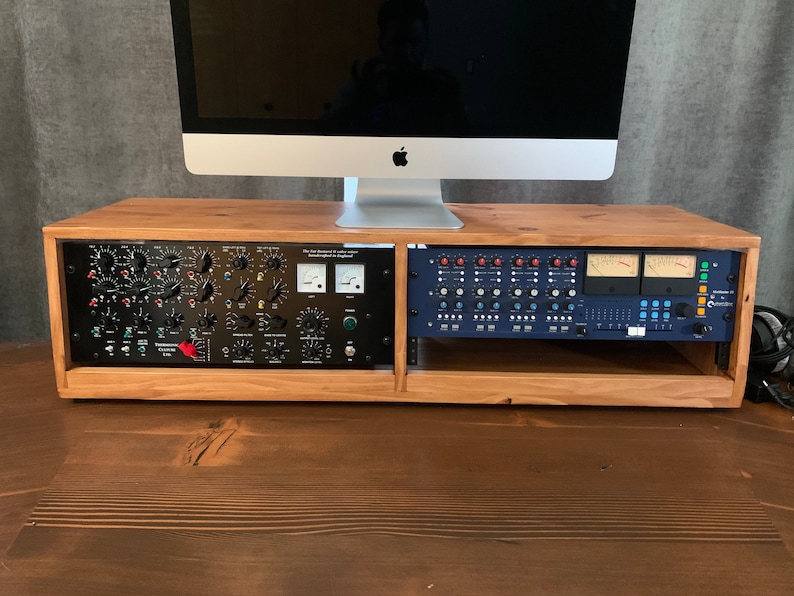 Slanted Desktop Studio Rack in Pine 4U 8U 12U Etsy