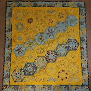 Blue and Yellow One Block Wonder Baby Quilt