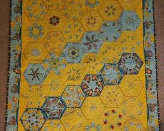 Blue and Yellow One Block Wonder Baby Quilt