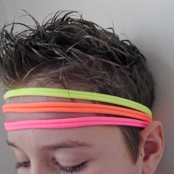 Nylon Headband, neon Ties, Toddler Headband, Set Headbands, Boys Headband, Stretchy Headband, Skinny Headband, Mans Headband, Nylon Rubbers